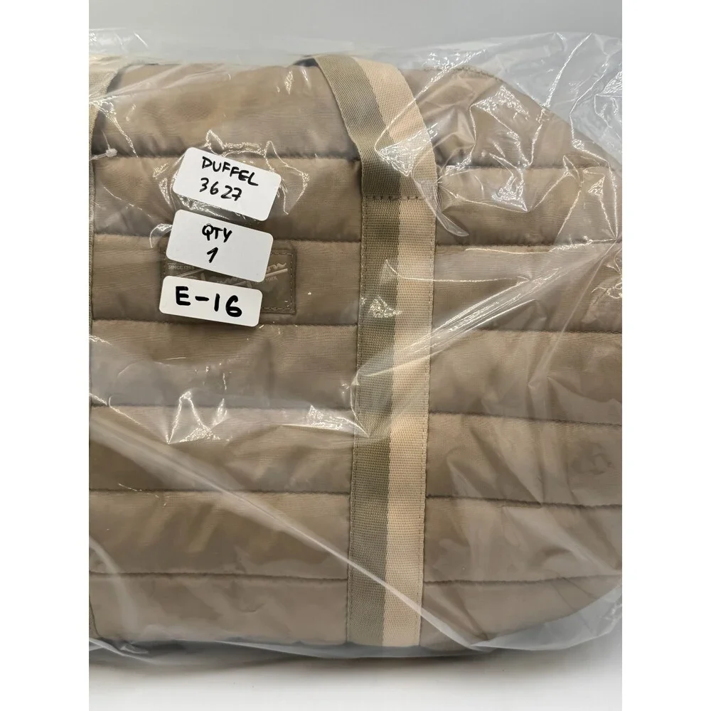 NWT Champion Billie Quilted Duffel Bag Beige Puffer Weekender Gym Travel Tote